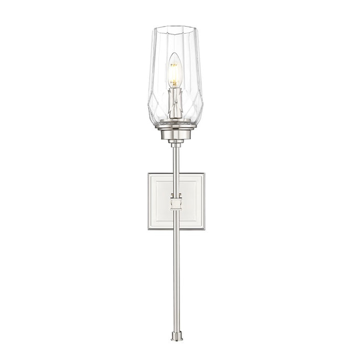 Z-Lite Cosmo 1 Light Wall Sconce, Polished Nickel/Clear