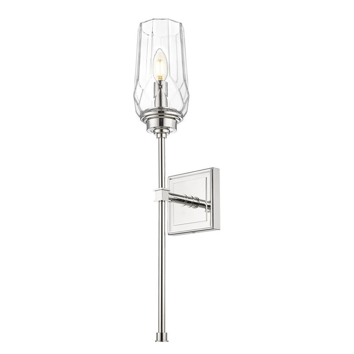 Z-Lite Cosmo 1 Light Wall Sconce, Polished Nickel/Clear