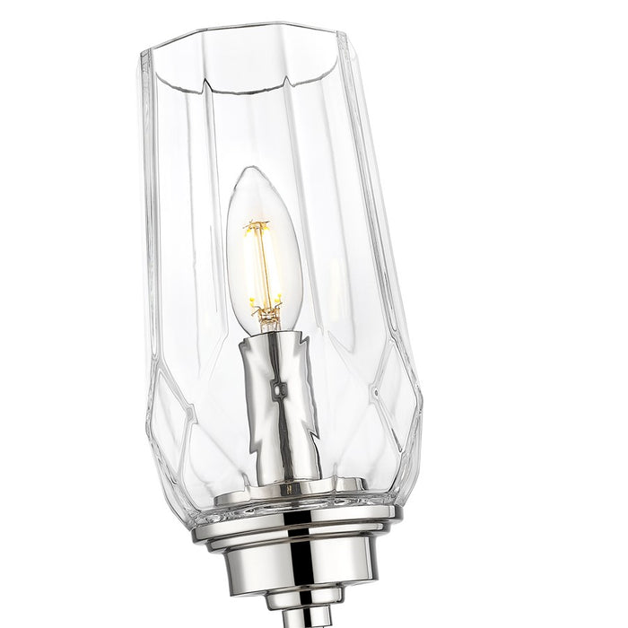 Z-Lite Cosmo 1 Light Wall Sconce, Polished Nickel/Clear
