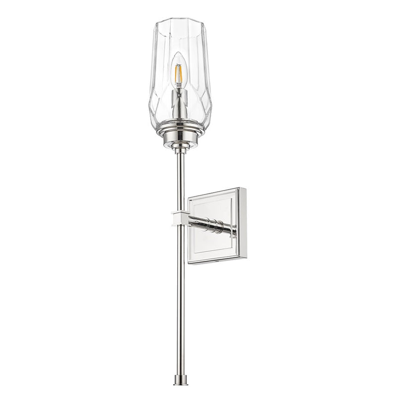 Z-Lite Cosmo 1 Light Wall Sconce, Polished Nickel/Clear