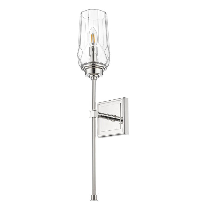 Z-Lite Cosmo 1 Light Wall Sconce, Polished Nickel/Clear