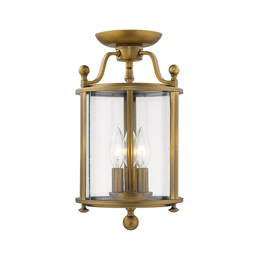Z-Lite 3 Light Wyndham 8" Semi Flush Mount, Heirloom Brass