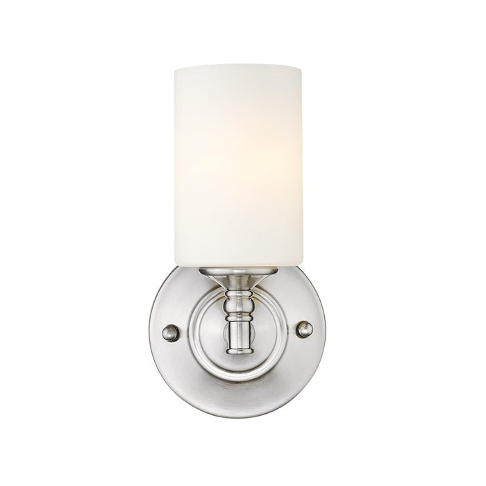 Z-Lite Cannondale 1 Light Wall Sconce, Brushed Nickel/Matte Opal