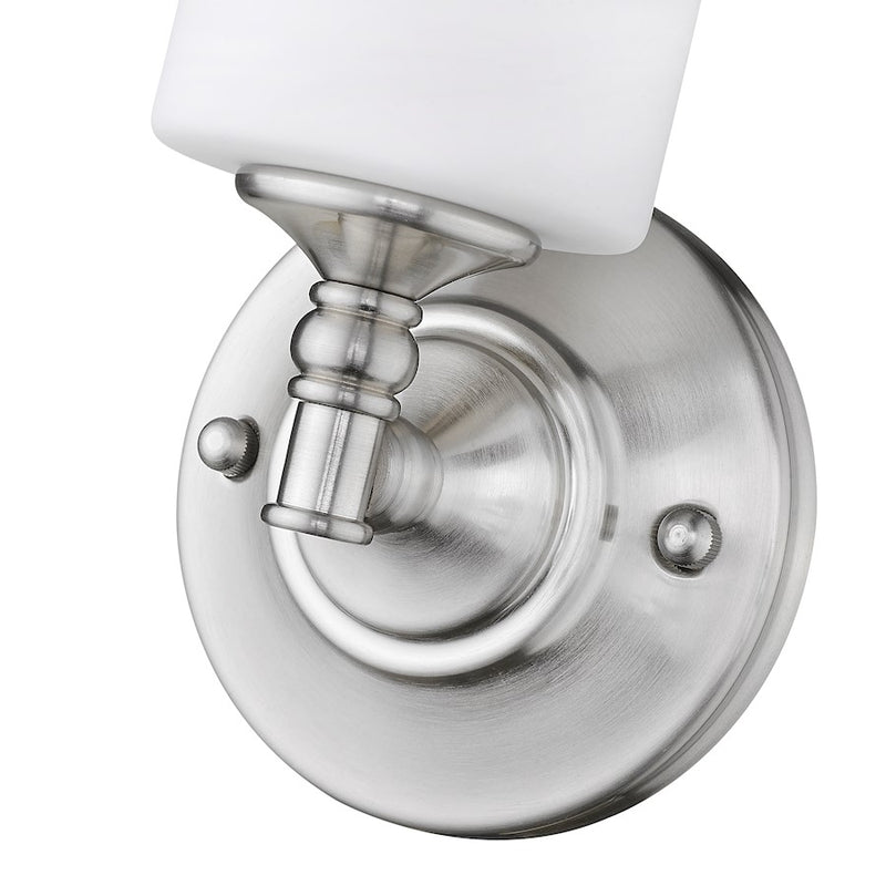 Z-Lite Cannondale 1 Light Wall Sconce, Brushed Nickel/Matte Opal