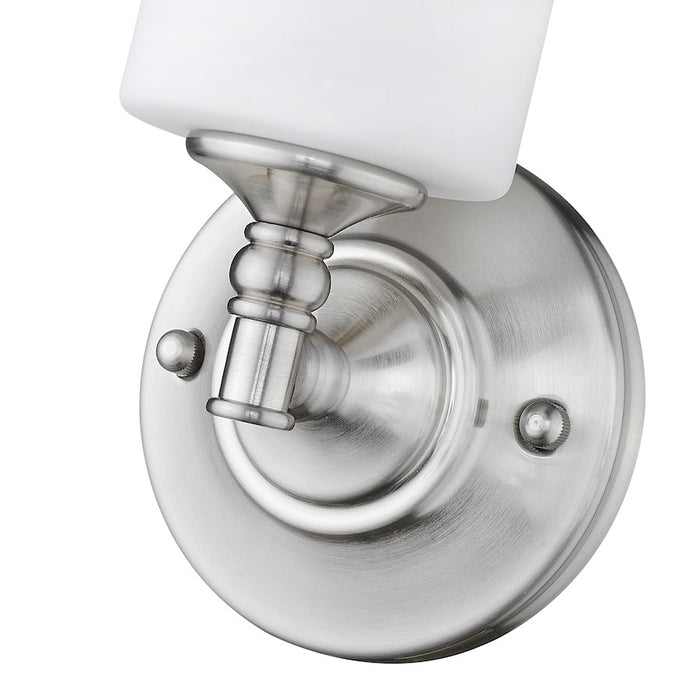 Z-Lite Cannondale 1 Light Wall Sconce, Brushed Nickel/Matte Opal