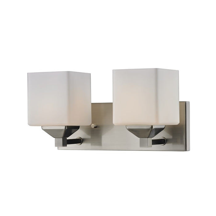 Z-Lite Quube 2 Light Vanity Light, Brushed Nickel, Matte Opal - 2104-2V