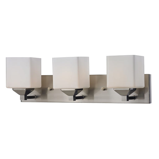 Z-Lite Quube 3 Light Vanity Light, Brushed Nickel, Matte Opal - 2104-3V