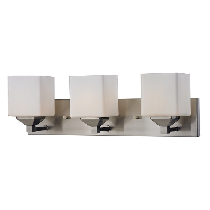 Z-Lite Quube 3 Light Vanity Light, Brushed Nickel, Matte Opal - 2104-3V