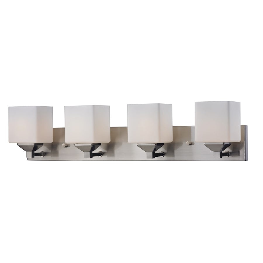 Z-Lite Quube 4 Light Vanity Light, Brushed Nickel, Matte Opal - 2104-4V