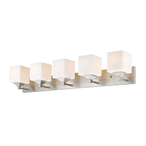 Z-Lite Quube 5 Light Vanity Light, Brushed Nickel, Matte Opal - 2104-5V