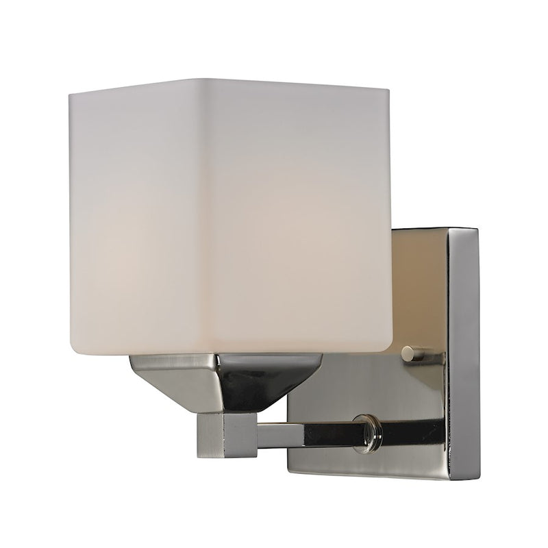 Z-Lite Quube 1 Light Vanity Light, Chrome, Matte Opal - 2105-1V
