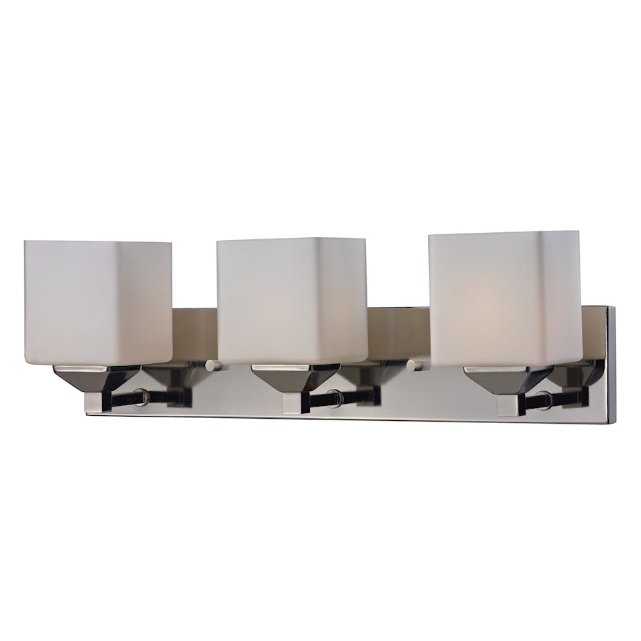 Z-Lite Quube 3 Light Vanity Light, Chrome, Matte Opal - 2105-3V