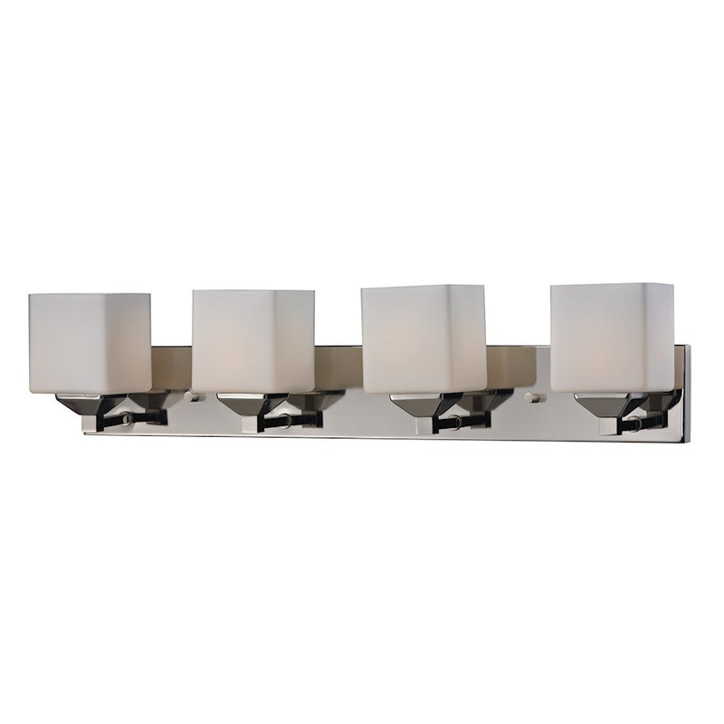 Z-Lite Quube 4 Light Vanity Light, Chrome, Matte Opal - 2105-4V