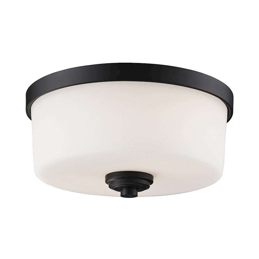 Z-Lite Arlington 2 Light Flush Mount, Bronze, Matte Opal - 220F2