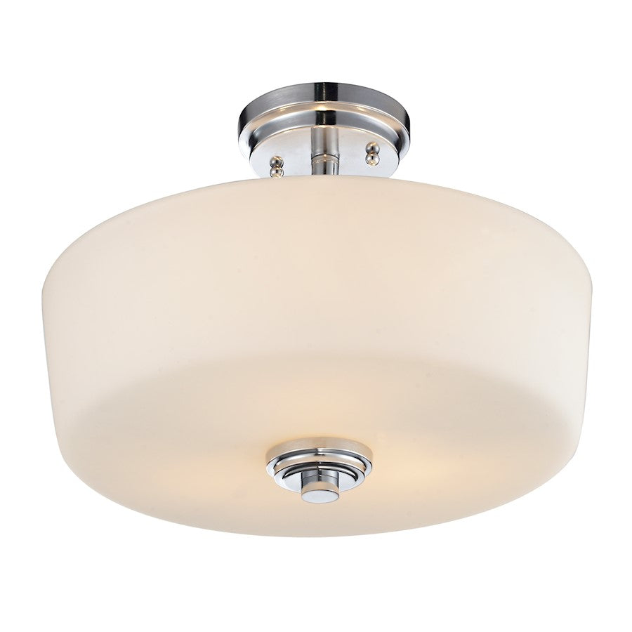 Z-Lite Lamina 3 Light Semi-Flush Mount, Chrome, Matte Opal - 225SF