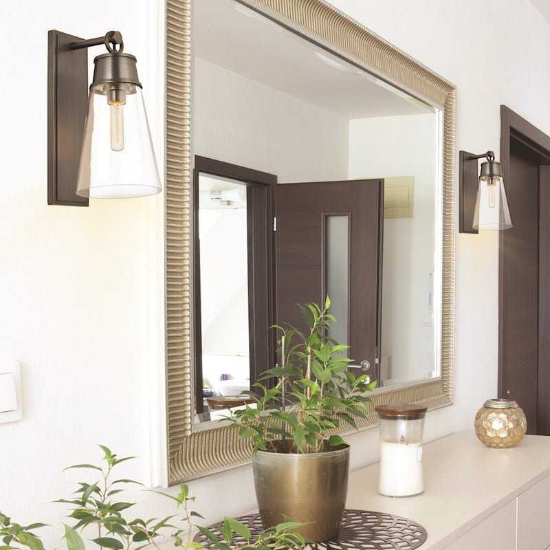 Z-Lite Wentworth 1 Light 16" Wall Sconce, Plated Bronze/Clear