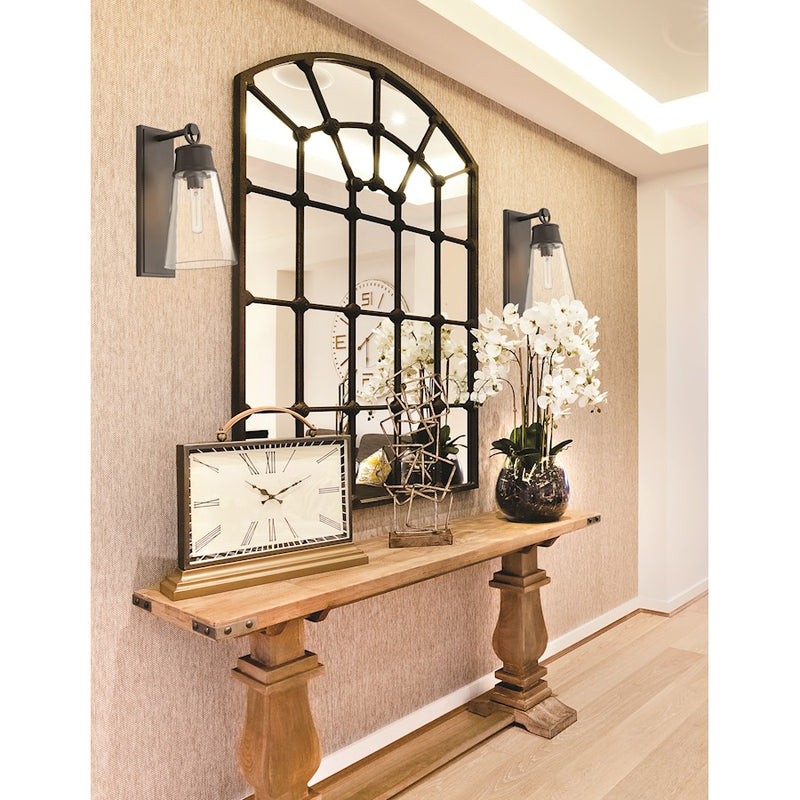 Z-Lite Wentworth 1 Light 16" Wall Sconce, Matte Black/Clear