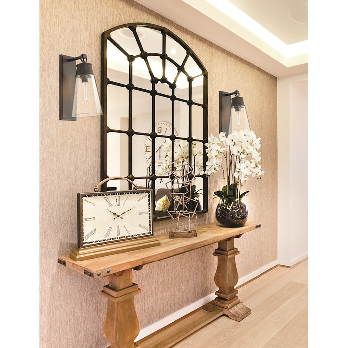 Z-Lite Wentworth 1 Light 16" Wall Sconce, Matte Black/Clear