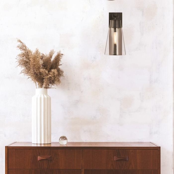 Z-Lite Wentworth 1 Light 16" Wall Sconce, Matte Black/Clear