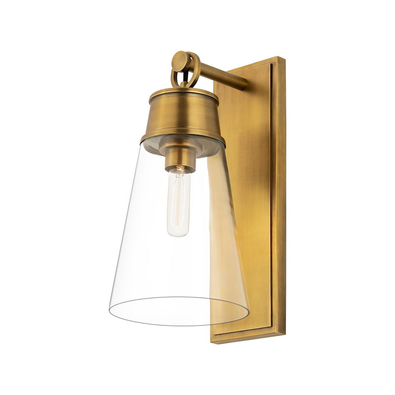 Z-Lite Wentworth 1 Light 16" Wall Sconce, Rubbed Brass/Clear