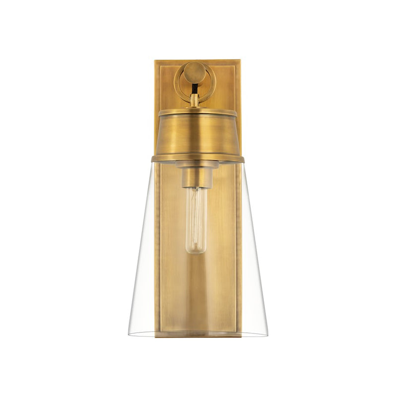 Z-Lite Wentworth 1 Light 16" Wall Sconce, Rubbed Brass/Clear