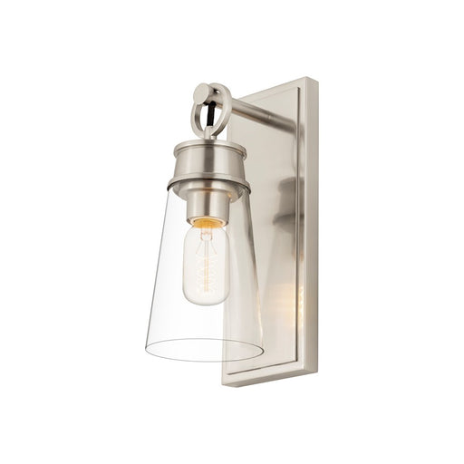 Z-Lite Wentworth 1 Light 12" Wall Sconce, Brushed Nickel/Clear