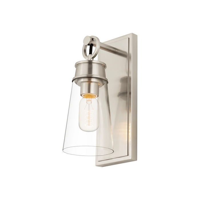Z-Lite Wentworth 1 Light 12" Wall Sconce, Brushed Nickel/Clear