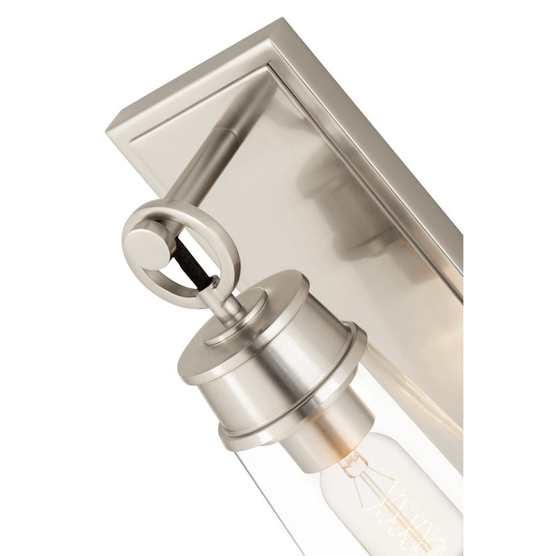 Z-Lite Wentworth 1 Light 12" Wall Sconce, Brushed Nickel/Clear