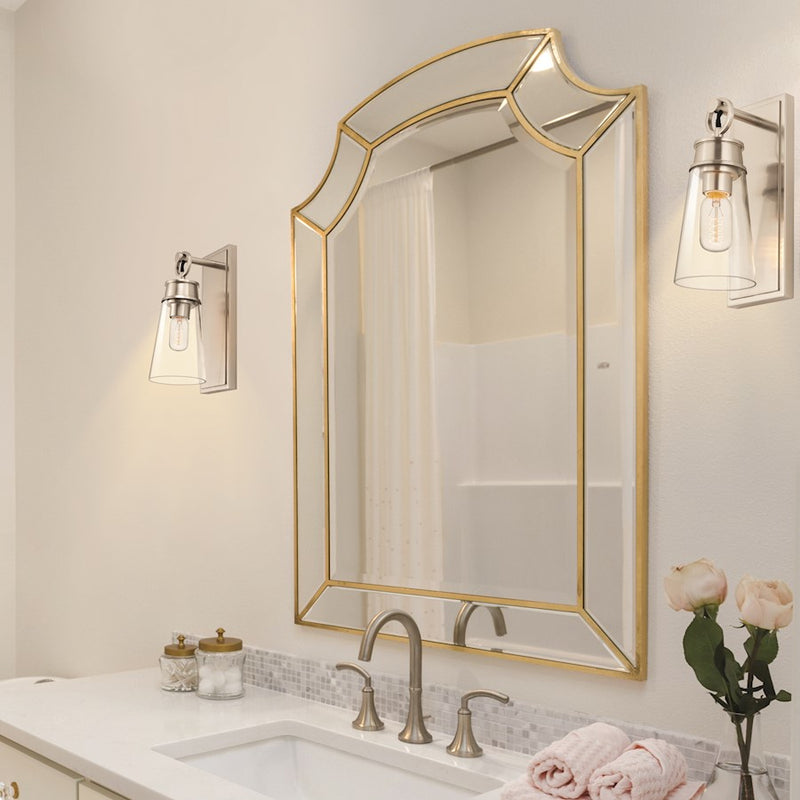 Z-Lite Wentworth 1 Light 12" Wall Sconce, Brushed Nickel/Clear