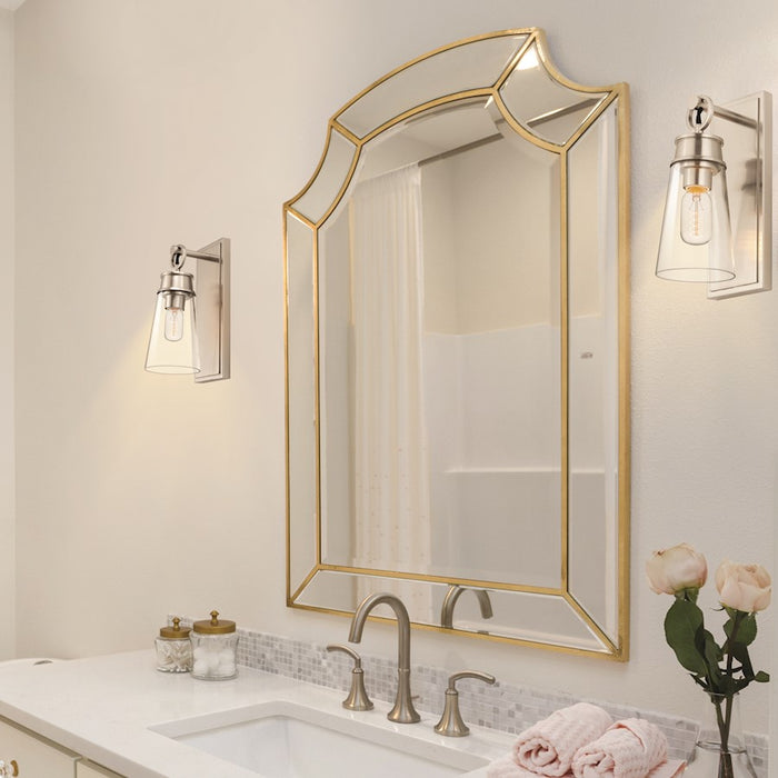 Z-Lite Wentworth 1 Light 12" Wall Sconce, Brushed Nickel/Clear
