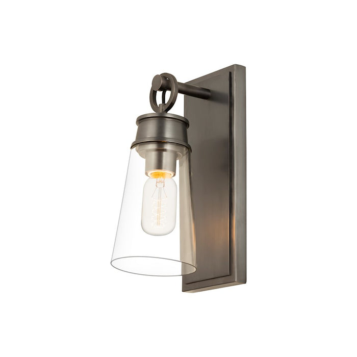 Z-Lite Wentworth 1 Light 12" Wall Sconce, Plated Bronze/Clear
