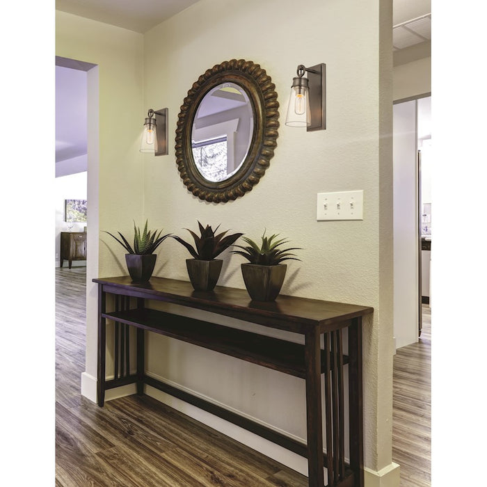 Z-Lite Wentworth 1 Light 12" Wall Sconce, Plated Bronze/Clear