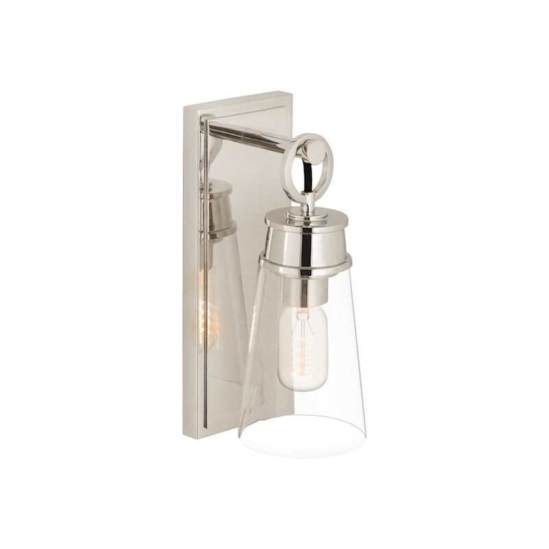 Z-Lite Wentworth 1 Light 12" Wall Sconce, Polished Nickel/Clear