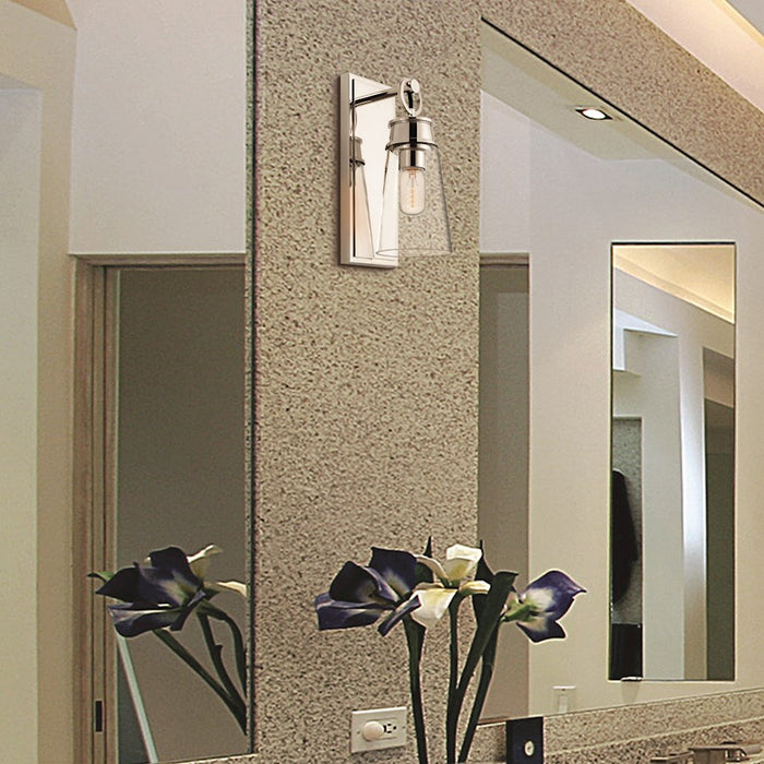 Z-Lite Wentworth 1 Light 12" Wall Sconce, Polished Nickel/Clear