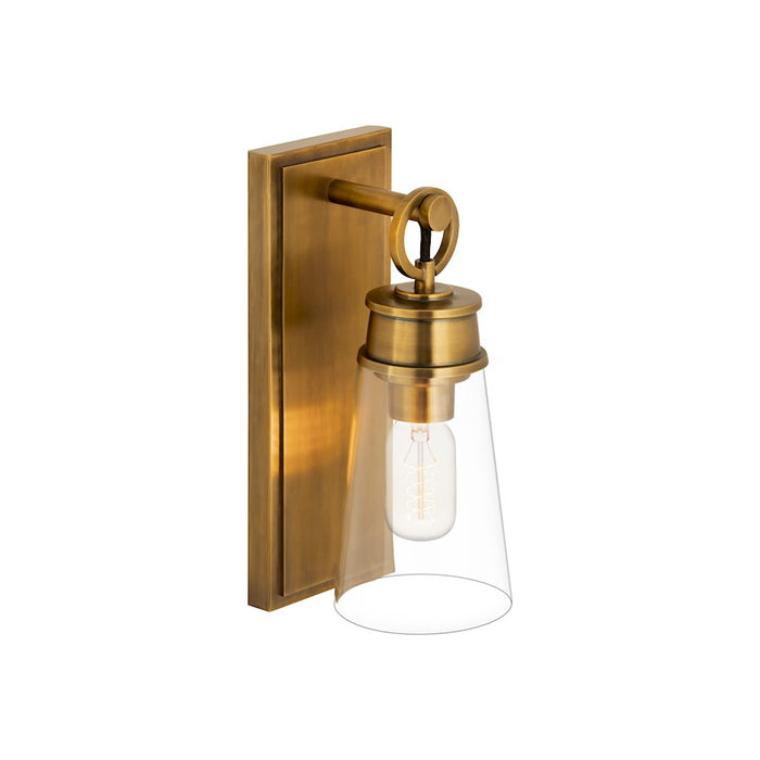 Z-Lite Wentworth 1 Light 12" Wall Sconce, Rubbed Brass/Clear