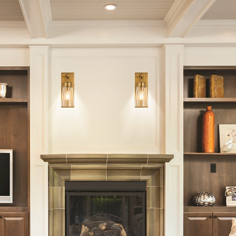 Z-Lite Wentworth 1 Light 12" Wall Sconce, Rubbed Brass/Clear