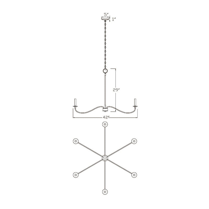 Z-Lite Arrington 6 Light 42" Chandelier, Matte Black
