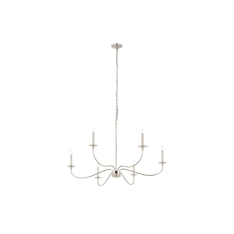 Z-Lite Arrington 6 Light 42" Chandelier, Polished Nickel