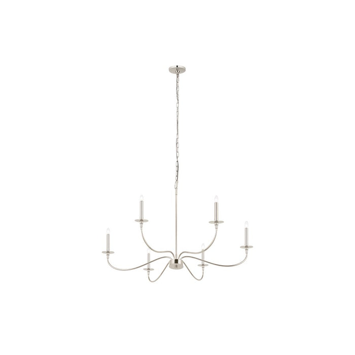 Z-Lite Arrington 6 Light 42" Chandelier, Polished Nickel