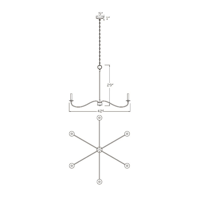 Z-Lite Arrington 6 Light 42" Chandelier, Rubbed Brass