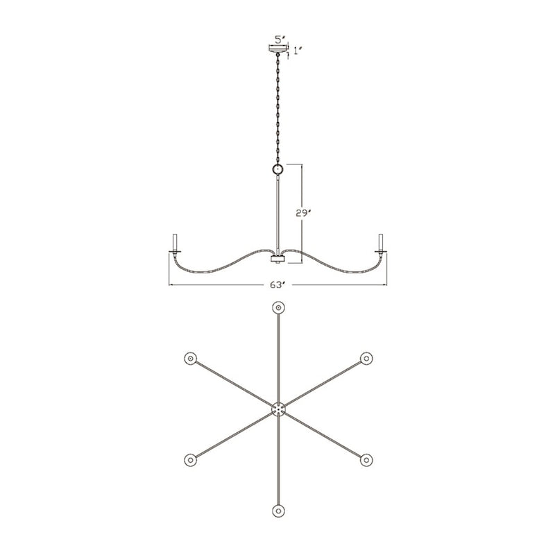 Z-Lite Arrington 6 Light 63" Chandelier, Plated Bronze