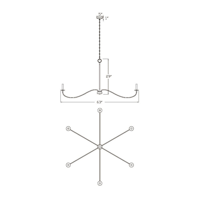 Z-Lite Arrington 6 Light 63" Chandelier, Plated Bronze