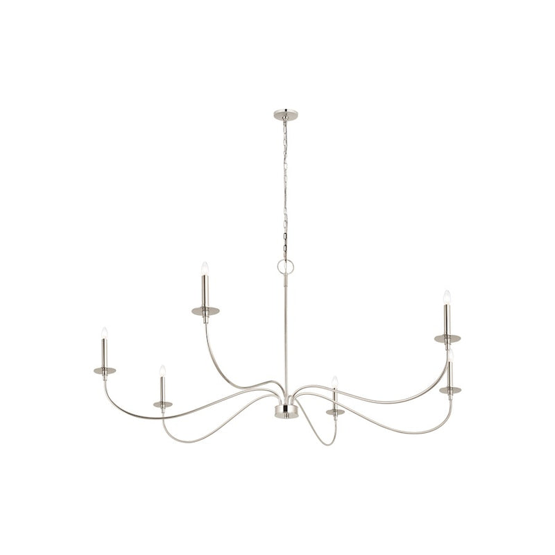 Z-Lite Arrington 6 Light 63" Chandelier, Polished Nickel