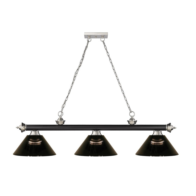 Z-Lite Cordon 3 Lt Billiard, Matte Black/Brushed Nickel/Smoke - 2306-3MB-BN-ARS