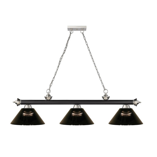 Z-Lite Cordon 3 Lt Billiard, Matte Black/Brushed Nickel/Smoke - 2306-3MB-BN-ARS