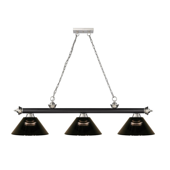 Z-Lite Cordon 3 Lt Billiard, Matte Black/Brushed Nickel/Smoke - 2306-3MB-BN-ARS