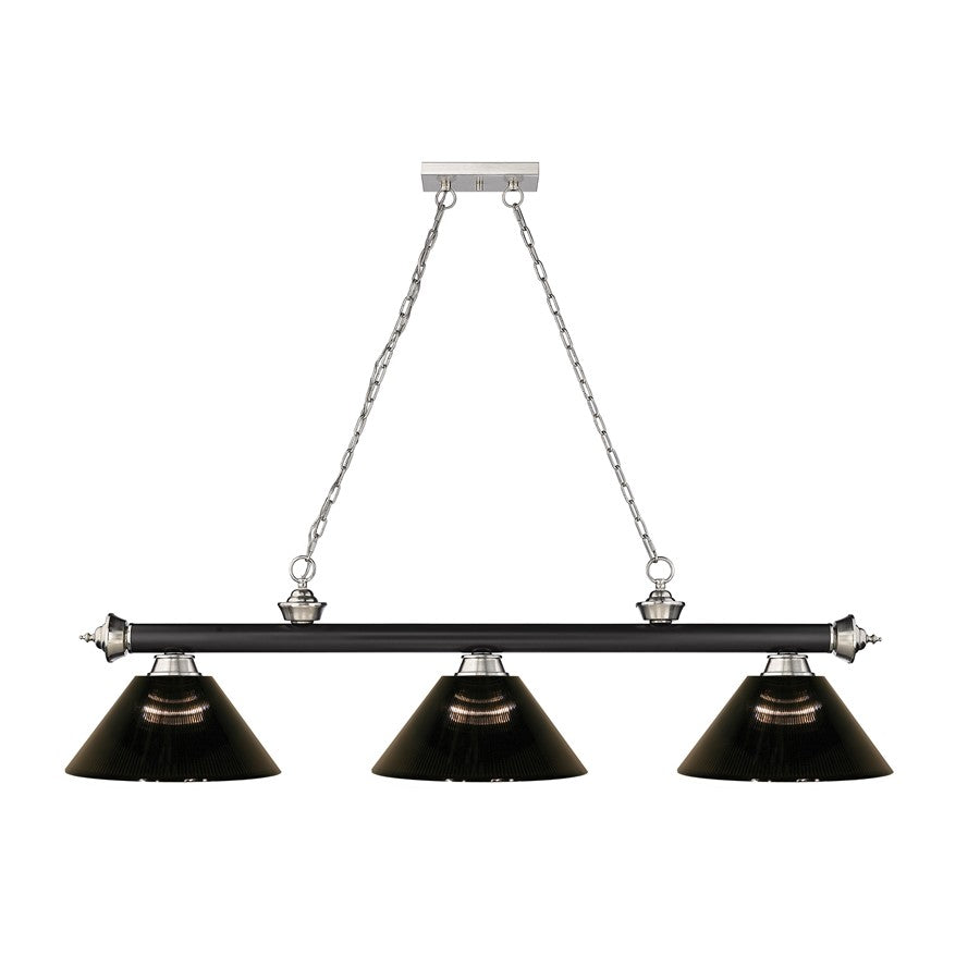 Z-Lite Cordon 3 Lt Billiard, Matte Black/Brushed Nickel/Smoke - 2306-3MB-BN-ARS