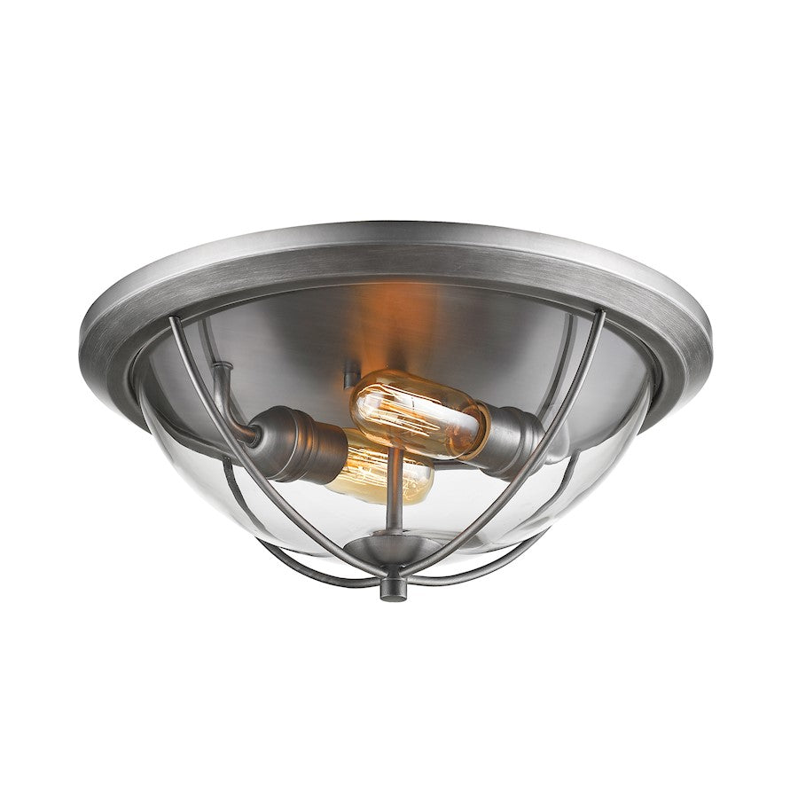 Z-Lite Persis 2 Light Flush Mount, Old Silver, Clear - 3000F2-OS