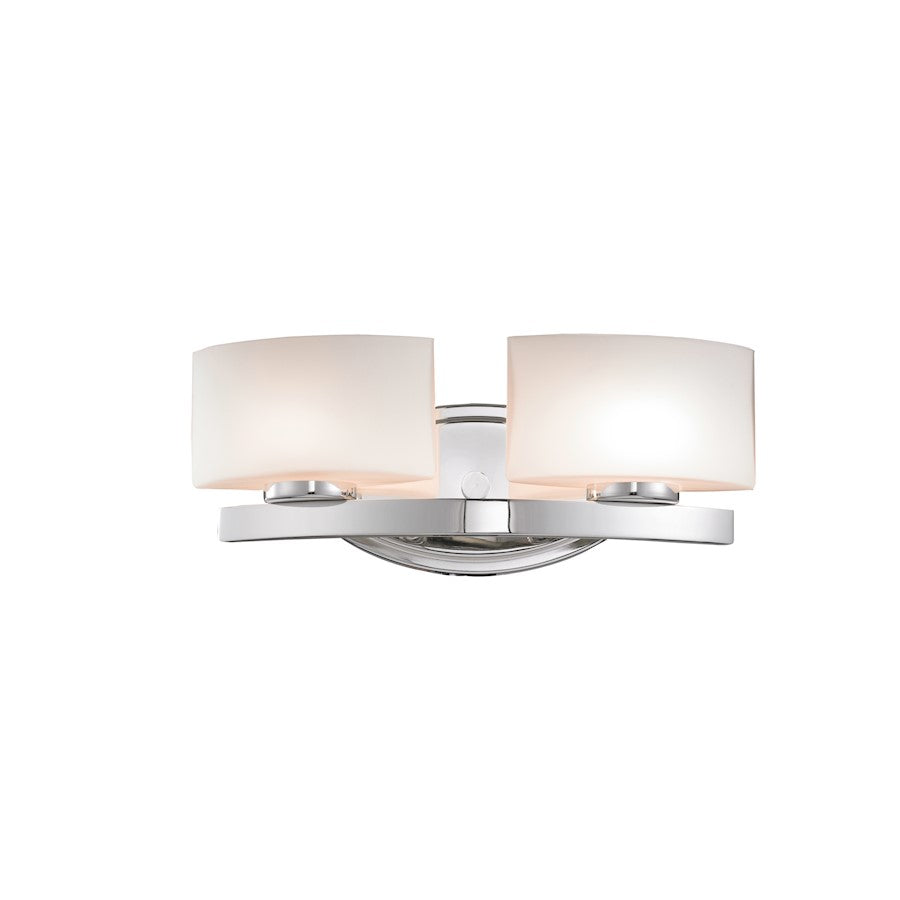 Z-Lite Galati 2 Light Vanity Light, 5.125x15.5x5.875", Chrome, Matte Opal - 3014-2V