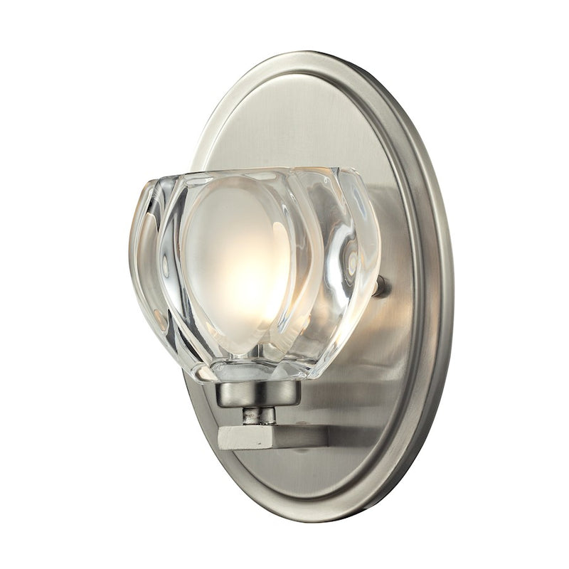 Z-Lite Hale 1 Light Vanity Light, 3.75x5x8", Nickel, Clear & Frosted - 3022-1V